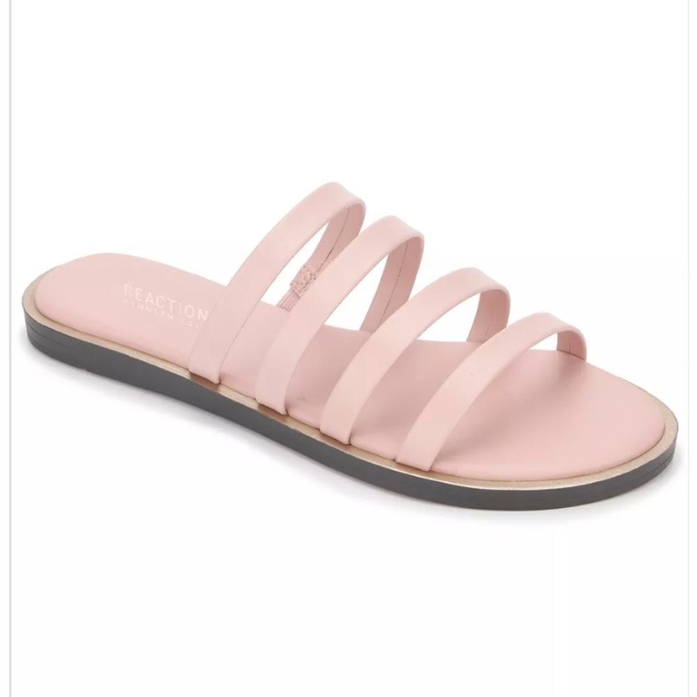New KENNETH COLE Reaction Sloan Four Band Slide Flat Sandals pink mauve size 9